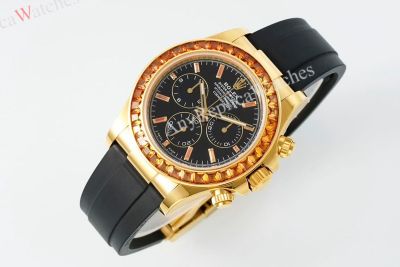 PPM Factory Rolex Daytona 40mm Cal.4130 Movement Diamond Bezel Rubber Band Watch